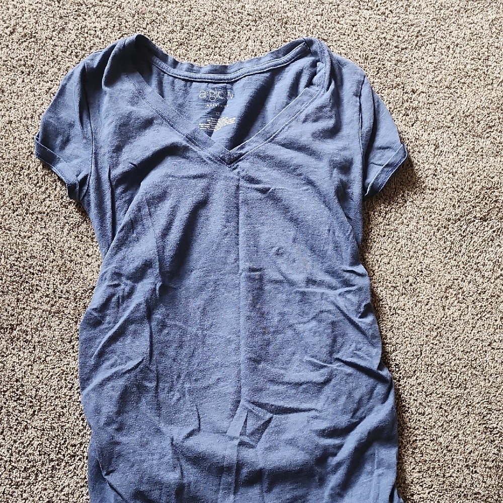 a:glow Navy V-Neck Short Sleeve Maternity Top